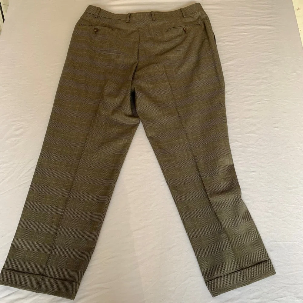 Ralph Lauren Mens‎ Glen Plaid Wool Suit 44R Brown Pink Check 2 Button Dillards